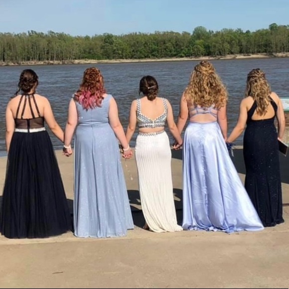 Navy Blue, Sparkly, and Maxi Prom dress. - Picture 2 of 3